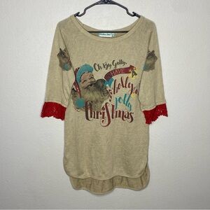 Ladies Small Santa “Oh By Golly Have a Holly Jolly Christmas” Boutique Blouse